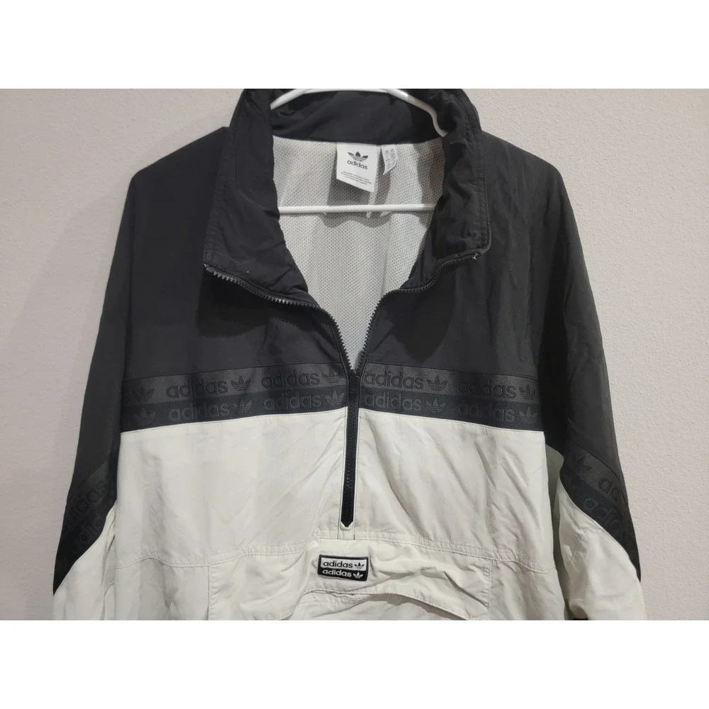 Adidas Originals Black White 1/4 Zip Colorblock Sports Jacket Windbreaker‎ 2XL